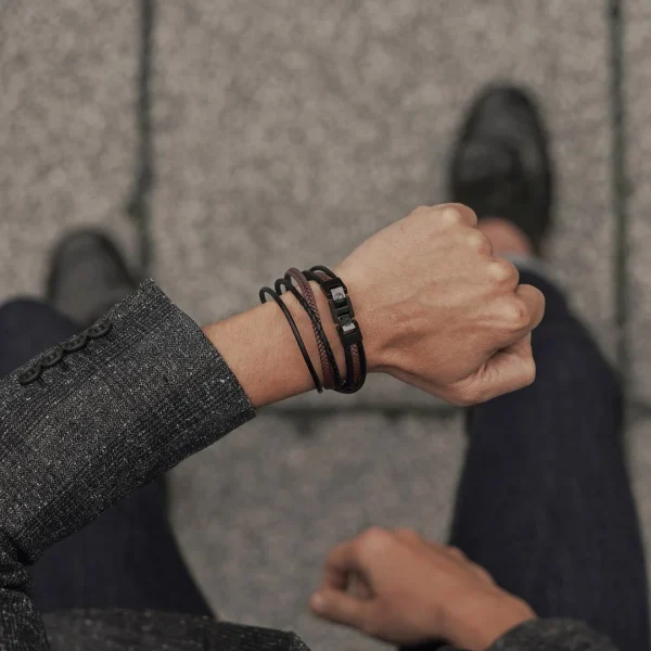 Lucleon Triple Bracelet Roy En Cuir Noir Et Marron 5