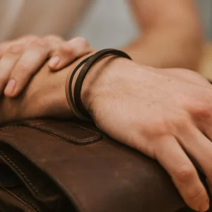Lucleon Bracelet Roy à Simple Tour En Cuir Bicolore à Fermoir Noir 18