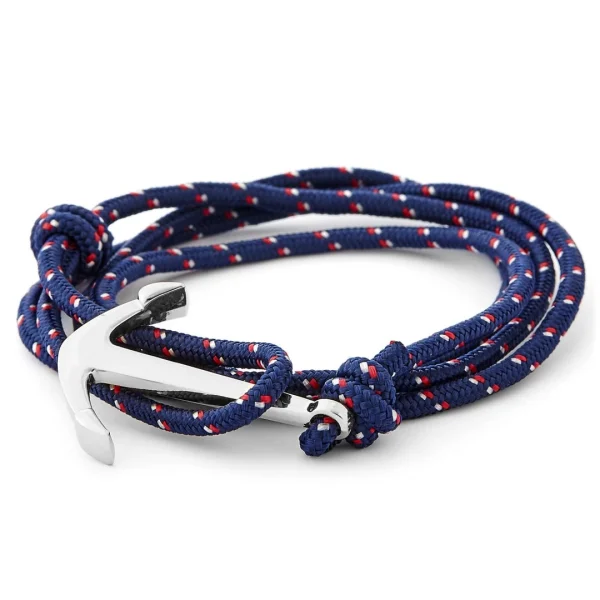 Tailor Toki Le Marin – Bracelet Bleu Marine, Rouge Et Blanc à Pendentif Argenté 1