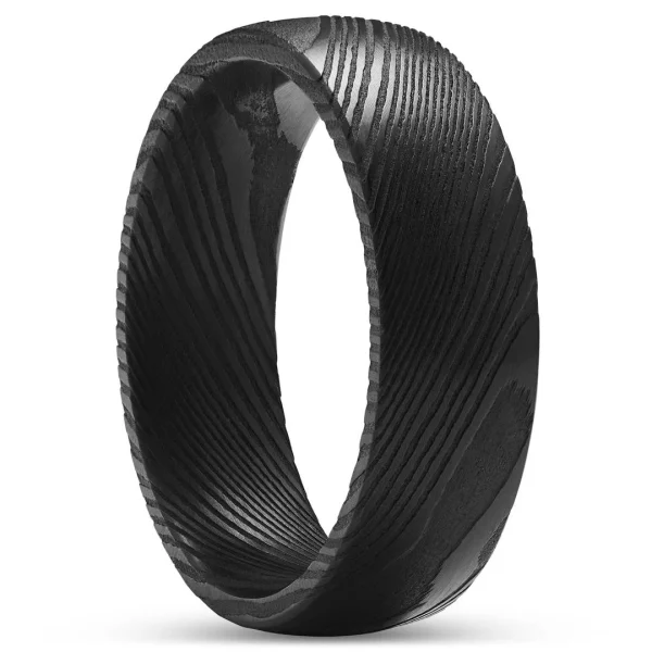 Lucleon Fortis | Bague En Acier Damas Couleur Noire – 7 Mm 1
