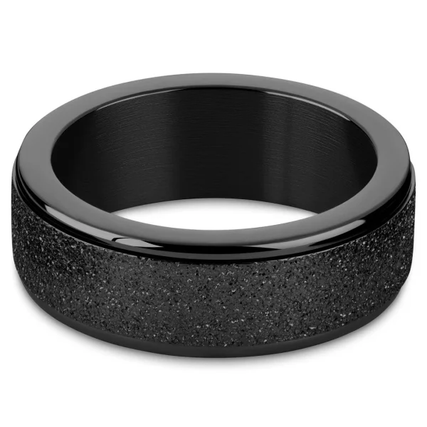 Seizmont Enthumema | Anneau Anti-stress En Acier Inoxydable Noir Scintillant – 8 Mm 3