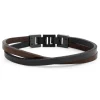 Lucleon Bracelet Roy à Simple Tour En Cuir Foncé Avec Fermoir Noir 20