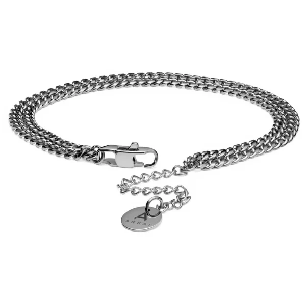 Arkai Bracelet Rico – Gourmette à Double Chaîne Argentée 4