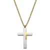 Lucleon Collier à Grand Pendentif Croix En Acier Doré & Argenté 17
