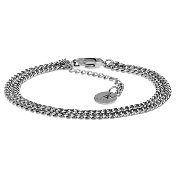 Arkai Bracelet Rico – Gourmette à Double Chaîne Argentée 1