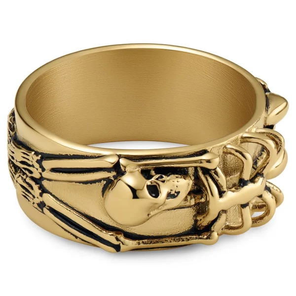 Lucleon Aspero | Bague Squelette En Acier Inoxydable Doré 10 Mm 3