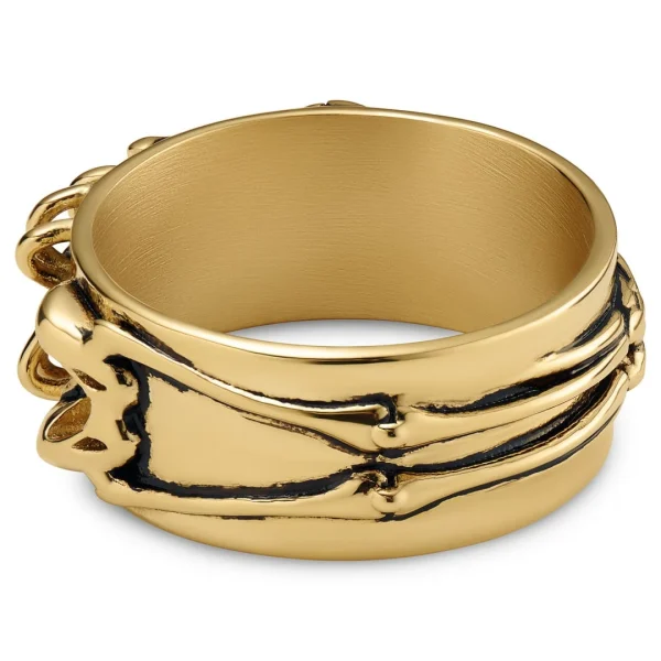 Lucleon Aspero | Bague Squelette En Acier Inoxydable Doré 10 Mm 4