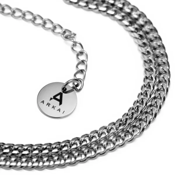 Arkai Bracelet Rico – Gourmette à Double Chaîne Argentée 5