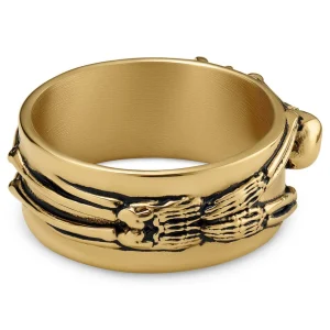 Lucleon Aspero | Bague Squelette En Acier Inoxydable Doré 10 Mm 13