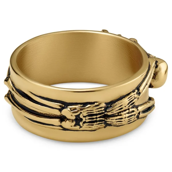 Lucleon Aspero | Bague Squelette En Acier Inoxydable Doré 10 Mm 5