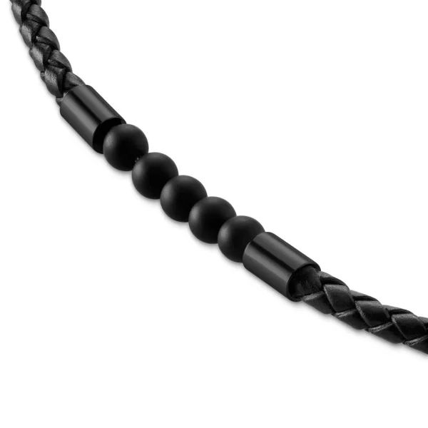 Lucleon Tenvis | Collier En Cuir Avec Onyx Et Pendentifs Noirs 3 Mm 5