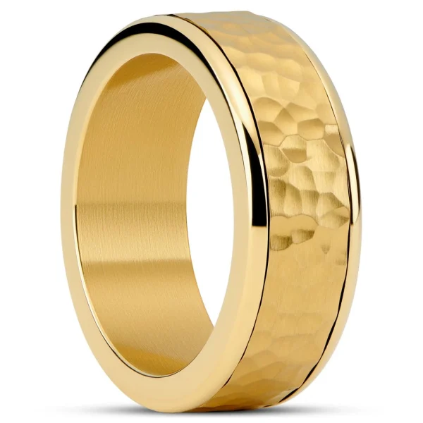 Seizmont Enthumema | Anneau Anti-stress En Acier Doré Martelé – 8 Mm 1