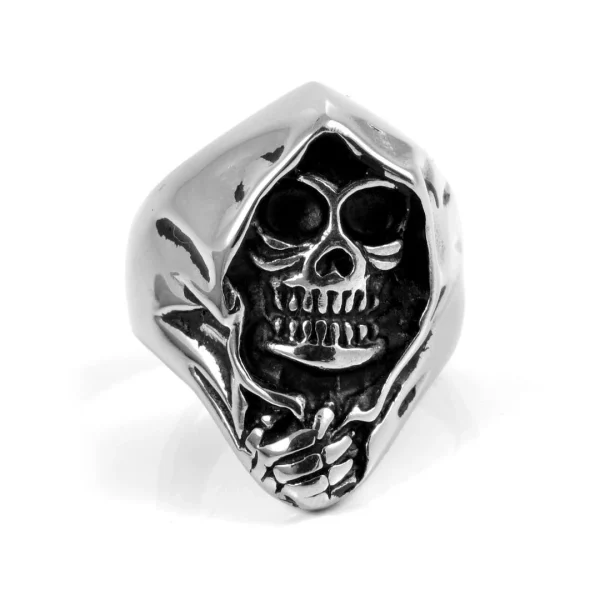 SteelCZ Chevalière En Acier Tête De Mort 3