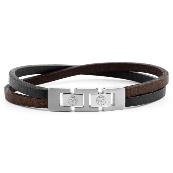 Lucleon Bracelet Roy à Simple Tout En Cuir Foncé Avec Fermoir Argenté 3
