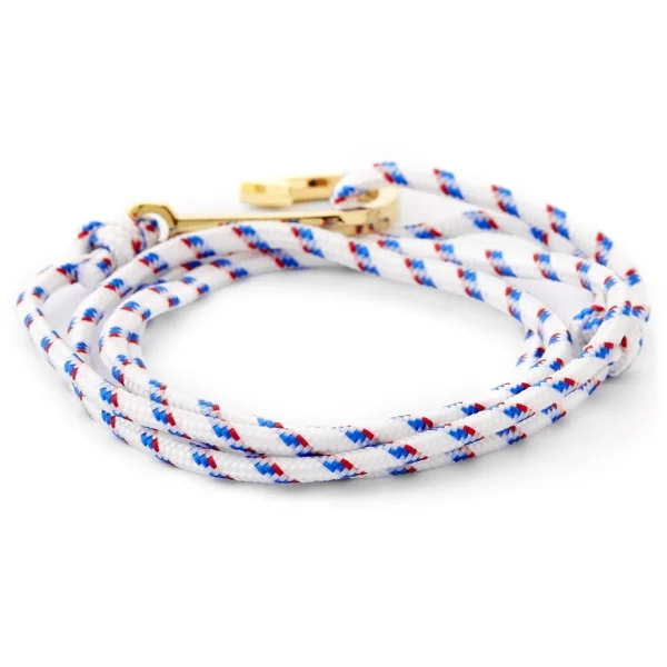 Tailor Toki Bracelet L’hameçon Doré à Cordon Blanc, Bleu Et Rouge 4