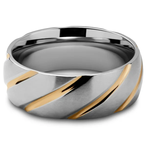 Lucleon Bague Aesop En Vagues De Titane Argenté Et Doré 7