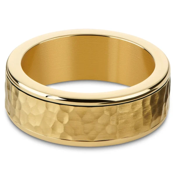 Seizmont Enthumema | Anneau Anti-stress En Acier Doré Martelé – 8 Mm 3