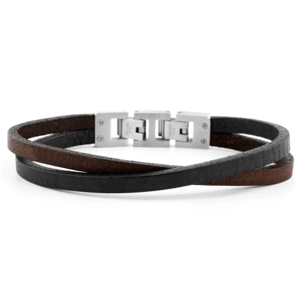 Lucleon Bracelet Roy à Simple Tout En Cuir Foncé Avec Fermoir Argenté 1