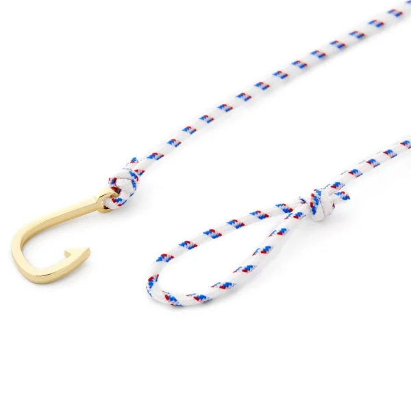 Tailor Toki Bracelet L’hameçon Doré à Cordon Blanc, Bleu Et Rouge 3