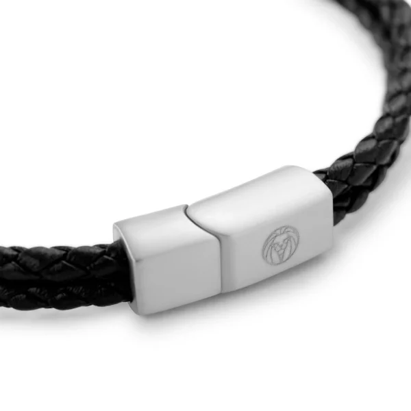 Lucleon Nomen | Bracelet En Cuir Noir Et Plaque D’identification Argentée 5