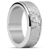Seizmont Enthumema | Anneau Anti-stress En Acier Inoxydable Argenté Martelé – 8 Mm 14