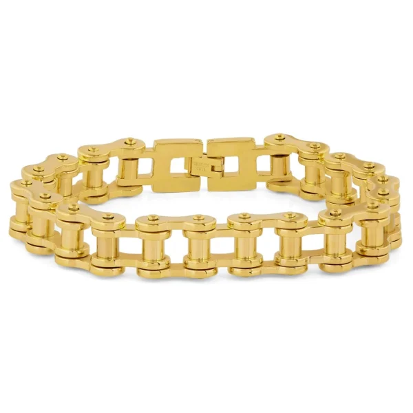 Fort Tempus Bracelet Chaîne De Vélo à Maillons épais En Acier Doré 1
