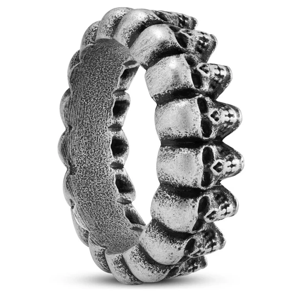Lucleon Aspero | Bague Avec Crânes En Acier Inoxydable Argenté 8 Mm 1