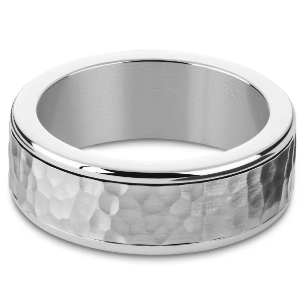 Seizmont Enthumema | Anneau Anti-stress En Acier Inoxydable Argenté Martelé – 8 Mm 3