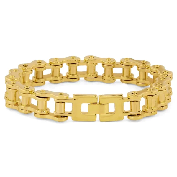 Fort Tempus Bracelet Chaîne De Vélo à Maillons épais En Acier Doré 3