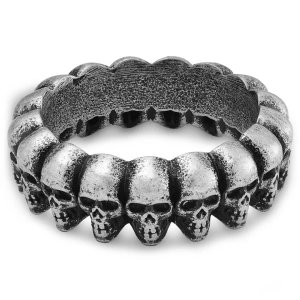 Lucleon Aspero | Bague Avec Crânes En Acier Inoxydable Argenté 8 Mm 3