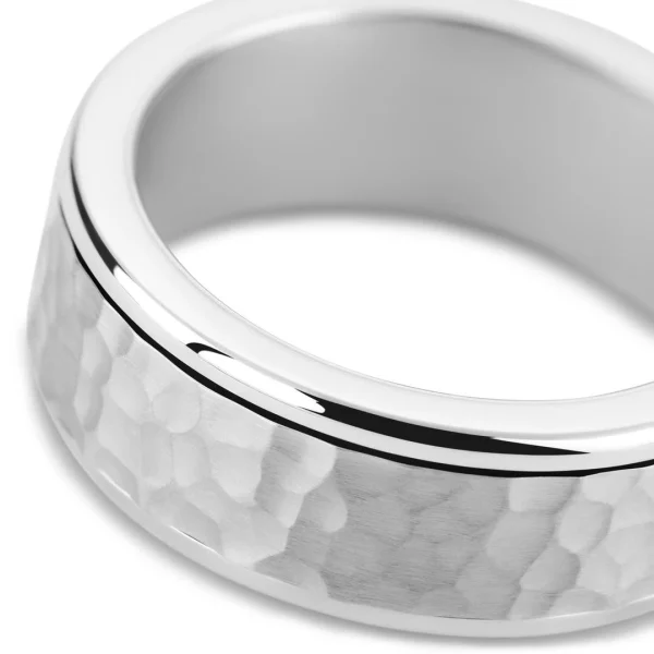 Seizmont Enthumema | Anneau Anti-stress En Acier Inoxydable Argenté Martelé – 8 Mm 4