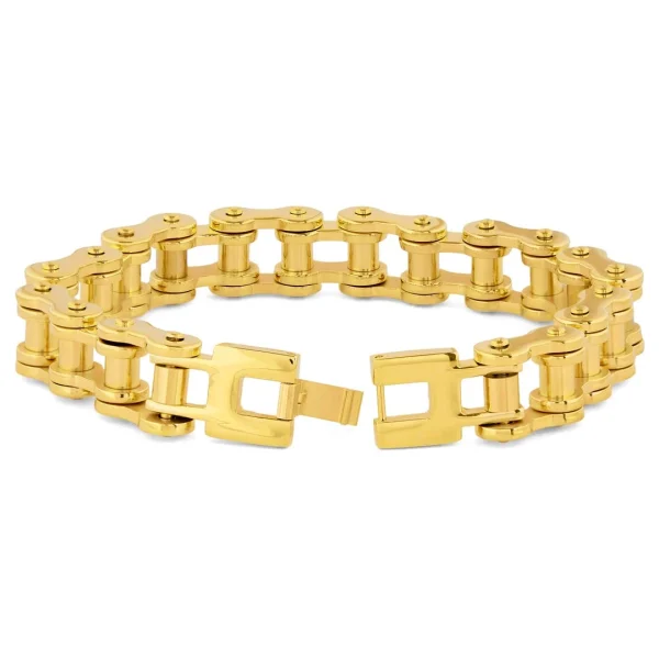 Fort Tempus Bracelet Chaîne De Vélo à Maillons épais En Acier Doré 4
