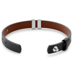 Lucleon Nomen | Bracelet En Cuir Noir Et Marron Avec Plaque D’identité Argentée 11
