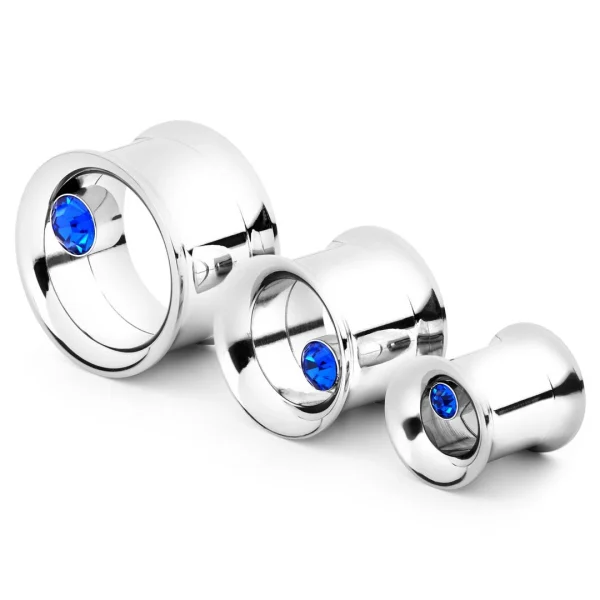 Fort Tempus Tunnel écarteur En Acier Avec Zircone Bleue 1