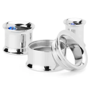 Fort Tempus Tunnel écarteur En Acier Avec Zircone Bleue 9