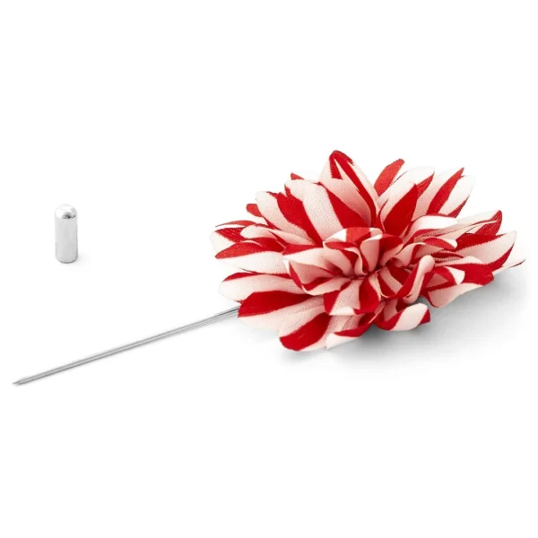 Warren Asher Broche Pour Homme à Fleur Rouge Et Blanche Fantaisiste 3
