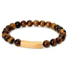 Lucleon Bracelet à Plaque ID En Perles D’oeil De Tigre 20