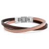 Lucleon Bracelet Roy à Simple Tour En Cuir Bicolore à Fermoir Argenté 22