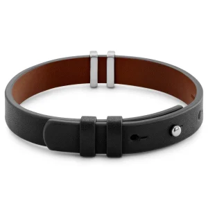 Lucleon Nomen | Bracelet En Cuir Noir Et Marron Avec Finitions En Métal Argenté 9