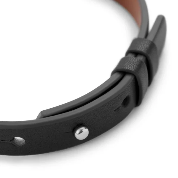 Lucleon Nomen | Bracelet En Cuir Noir Et Marron Avec Finitions En Métal Argenté 5