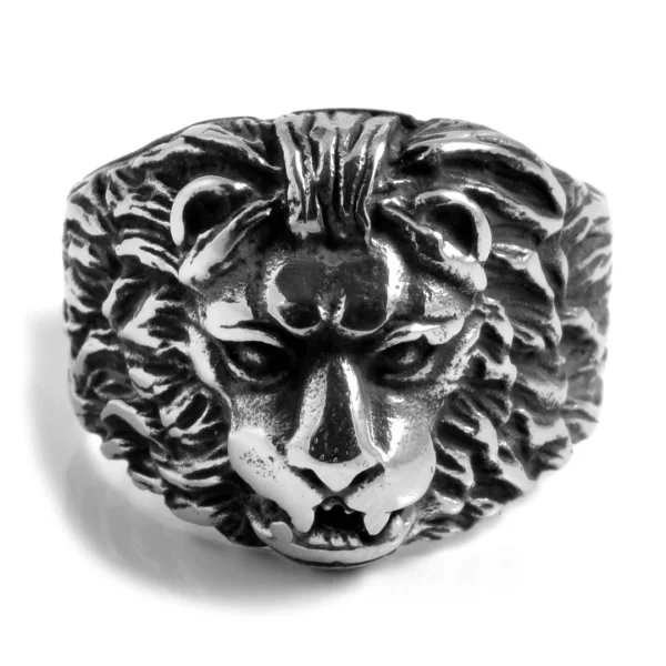 Fort Tempus Bague Chevalière En Acier Détail Lion 3
