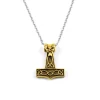 Fort Tempus Collier En Acier Avec Marteau De Thor Doré 20