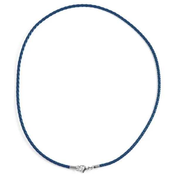 Collin Rowe Collier En Cuir Bleu Tissé 3mm 7