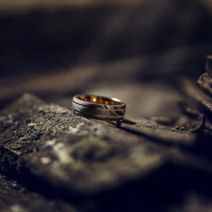 Lucleon Fortis | Bague En Acier Damas Couleur Gris Et Gunmetal Et En Titane Couleur Or Rose à Double Cannelure – 7 Mm 12