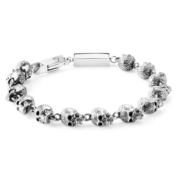 Arkai Bracelet Tête De Mort En Acier Ruben Rico 1