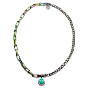 Lucleon Collier Caleb Amager à Double Maille Irisée Et Pendentif Smiley 12
