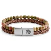 Lucleon Bracelet Icon En Cuir Vintage Et Unakite 20