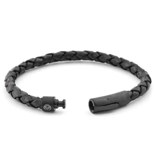 Lucleon Bracelet En Cuir Noir Black & Black 6