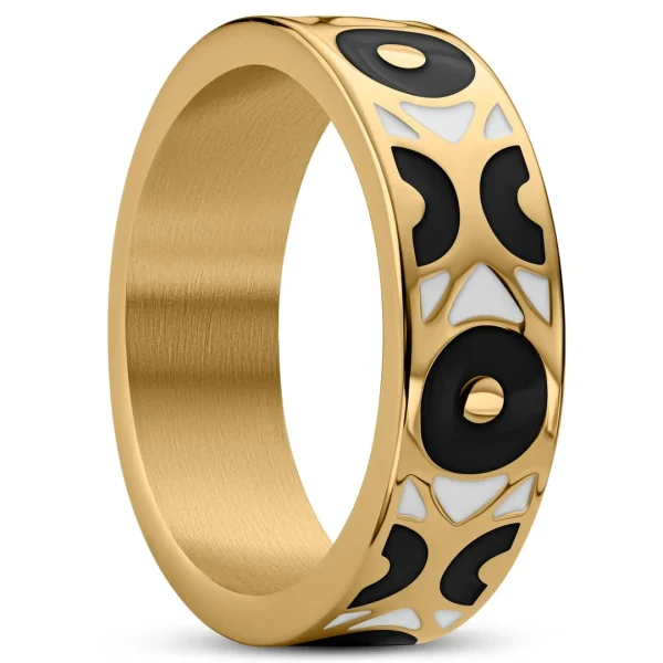 Waykins Evil Eye | Anneau En Acier Inoxydable Couleur Noir & Or 7 Mm 1