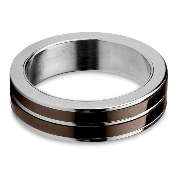 Lucleon Bague En Acier Et En Céramique Café Et Argent 3
